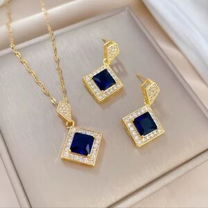 Exquisite Geometry Square Necklace Earrings Jewelry Set